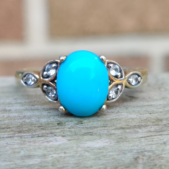 14k Over Sterling Sleeping Beauty Turquoise Ring - Picture 8 of 8